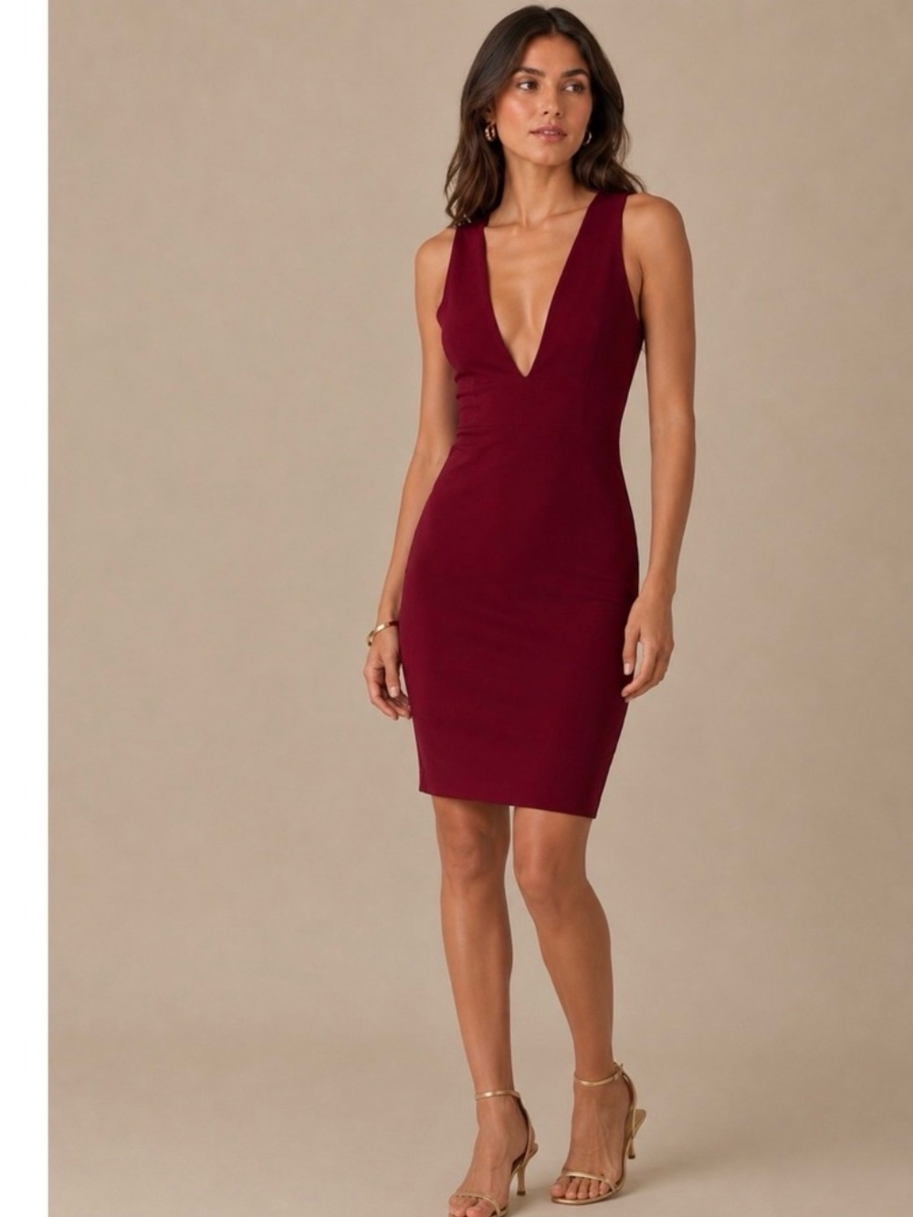 Alice + Olivia Deep V Burgundy Sheath Dress 12